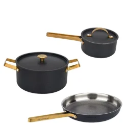 Arvet 2 Modell XB, Mio & Viggo grytesett 3 deler 1L/4L 28 cm svart/messing