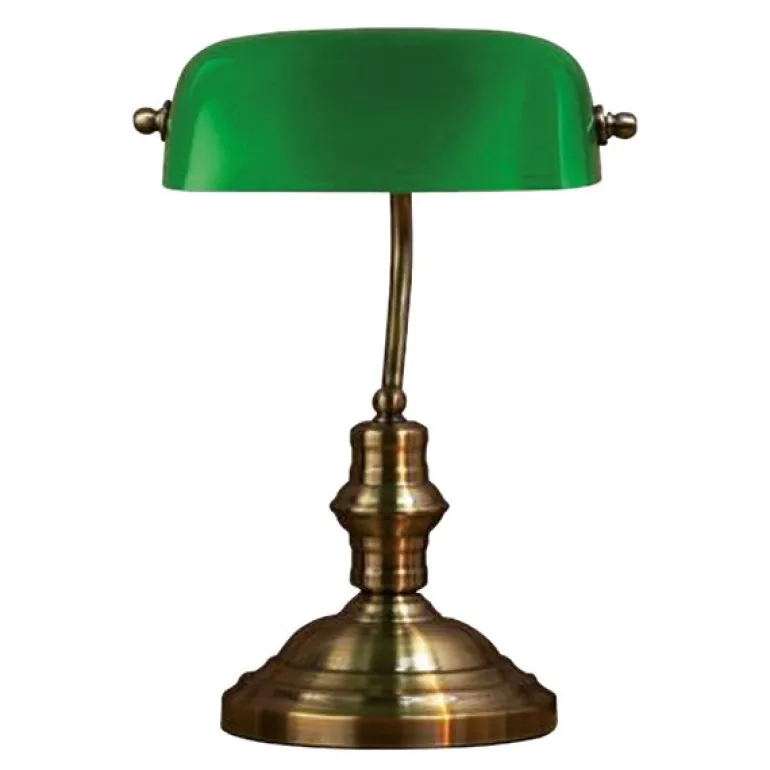 Bankers bordlampe 42 cm antikk/grønn