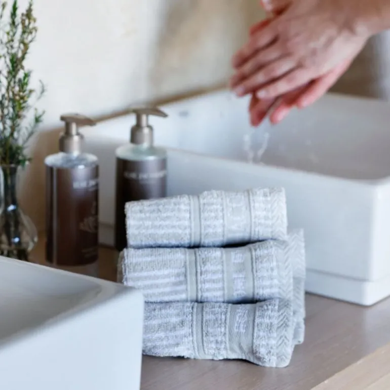 Bath Collection vaskeklut 30x30 cm 4 stk sand beige stripes