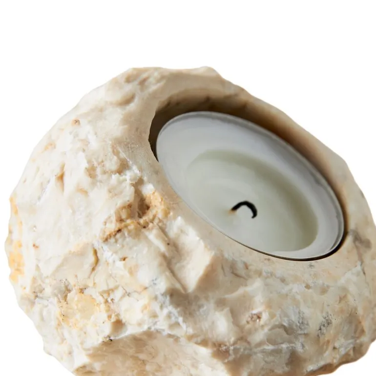 Batu telysholder 7x4 cm beige