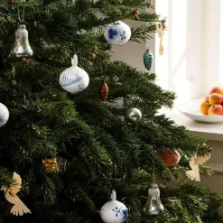 Blå Mega Riflet julekule 9,5 cm deco 2