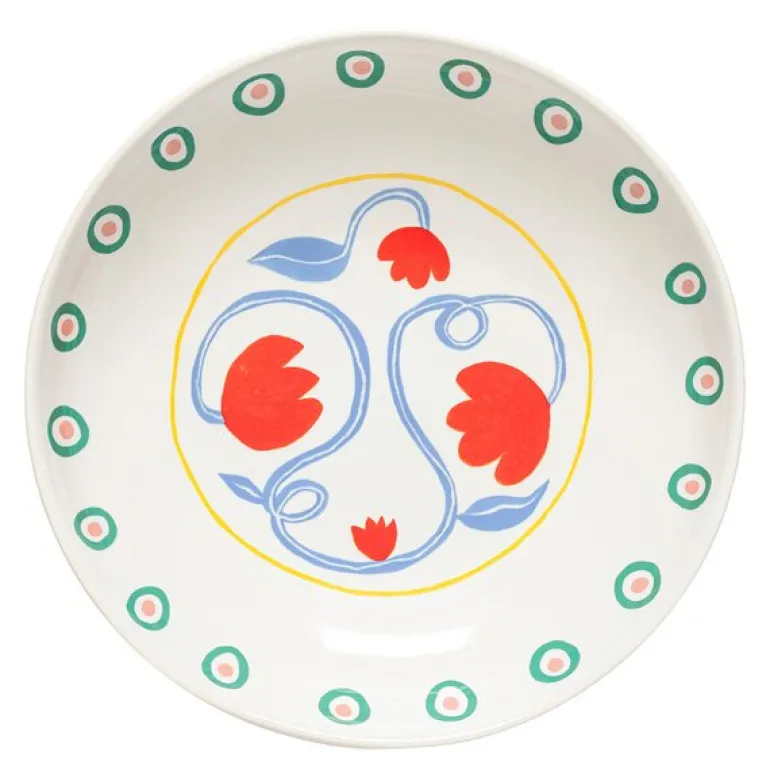 Bliss salat-/pastatallerken dyp 25 cm blomst multi