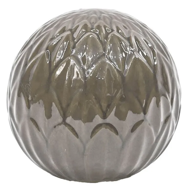 Blomma dekorball 20 cm grå