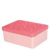Blomst matboks i plast 3 rom rosa