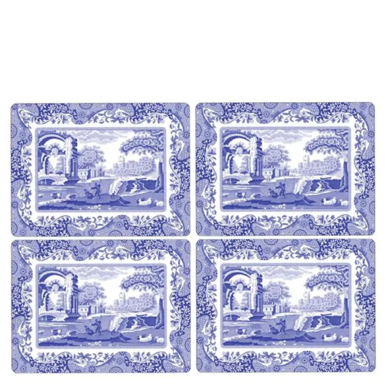 Blue Italian bordbrikke 4 stk blå/hvit