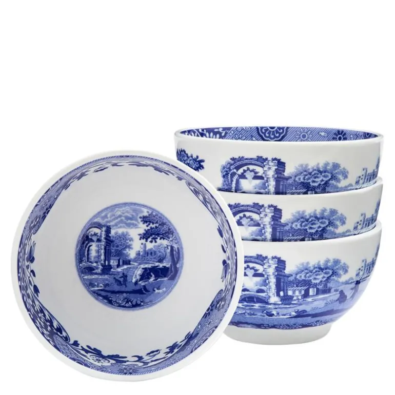 Blue Italian dippskål 10 cm 4 stk blå/hvit