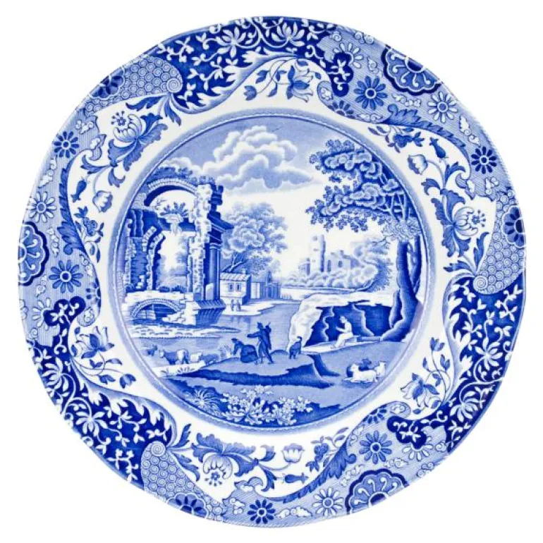 Blue Italian tallerken flat 27 cm blå/hvit