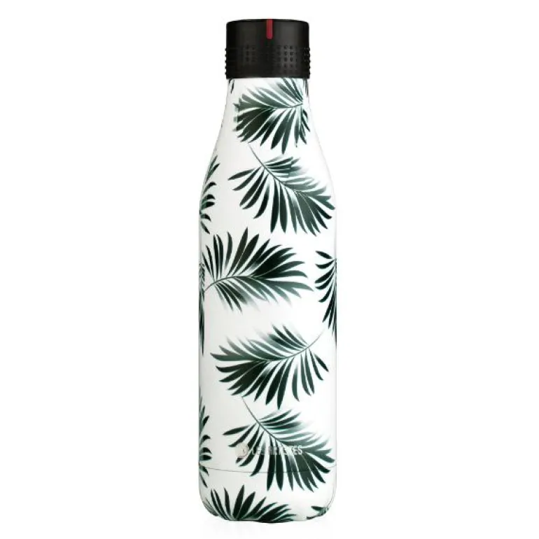 Bottle Up Design termoflaske 0,5L hvit/mørk grønn med blad