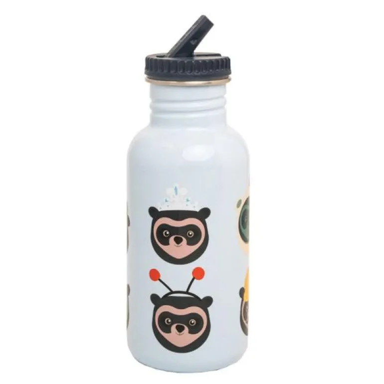 Brillebjørn stålflaske 500 ml lyseblå