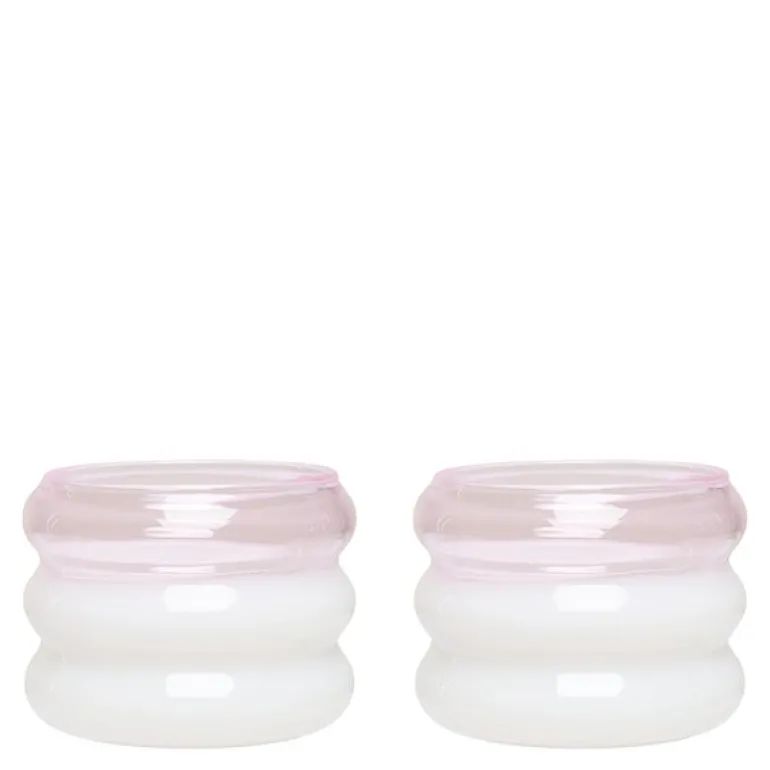 Bubble. telysholder 2 stk 5,6 cm milky white/pink