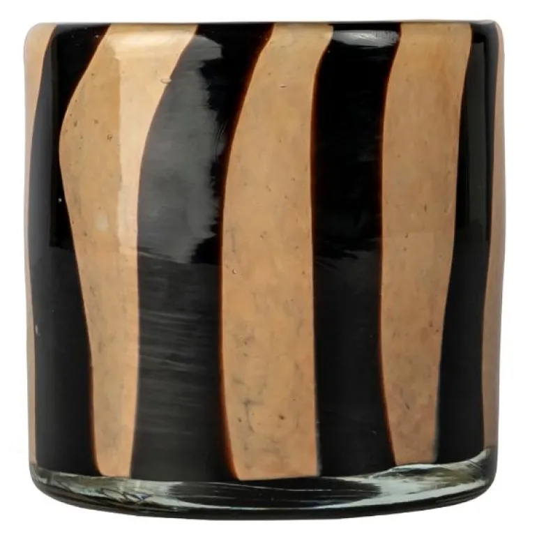 Calore lyslykt 10x10 cm beige/svart stripe