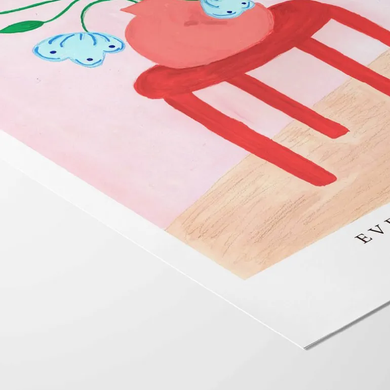 Camilla Bergqvist poster 50x70 cm red stool