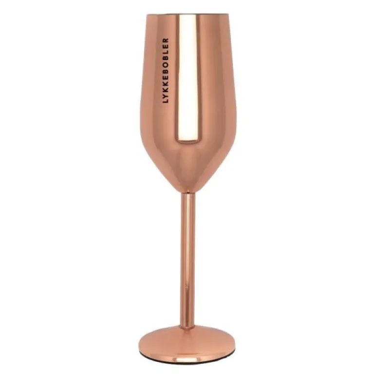 Champagneglass stål LYKKEBOBLER 23 cl roségull