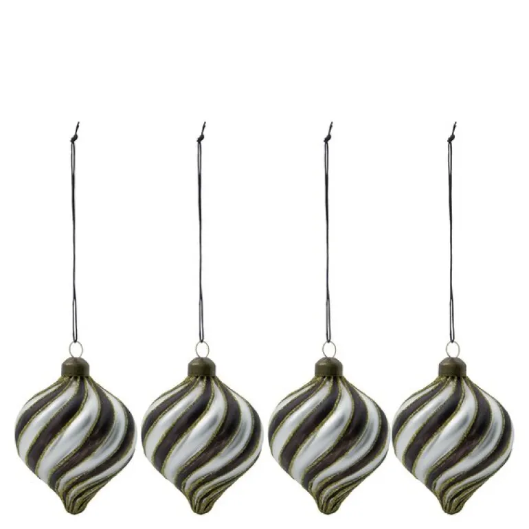 Chan julekuler 8 cm 4 stk svart/hvit