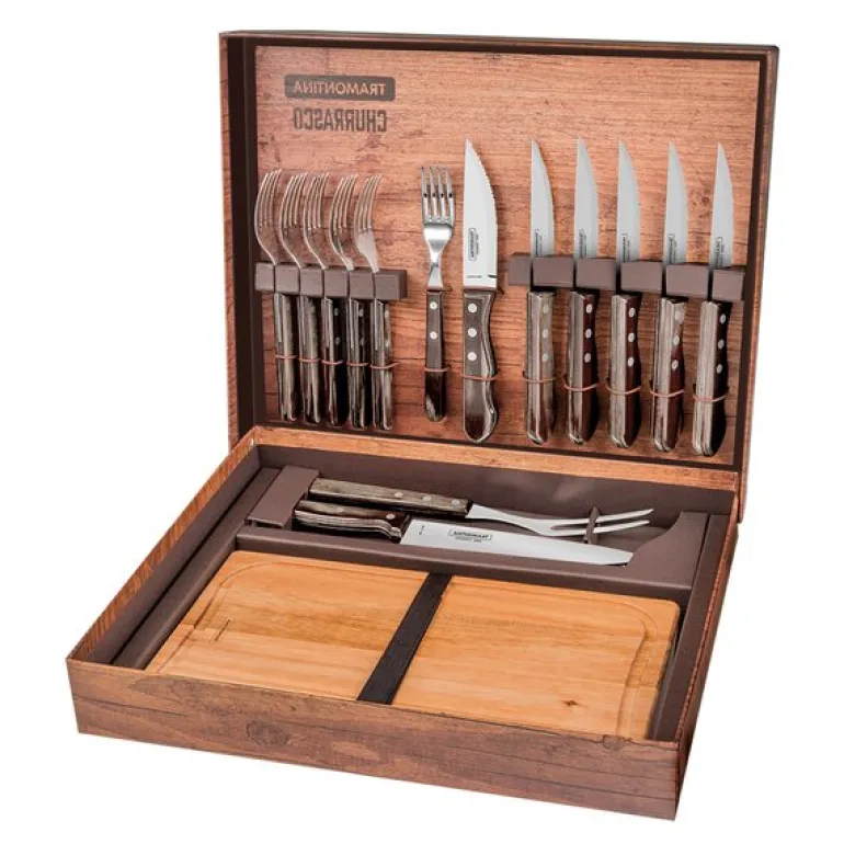 Churassco BBQ sett 15 deler cutelaria 55169 mørk brun