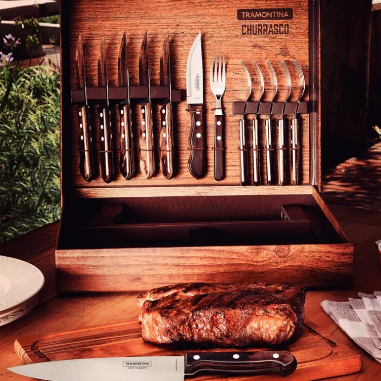 Churassco BBQ sett 15 deler cutelaria 55169 mørk brun