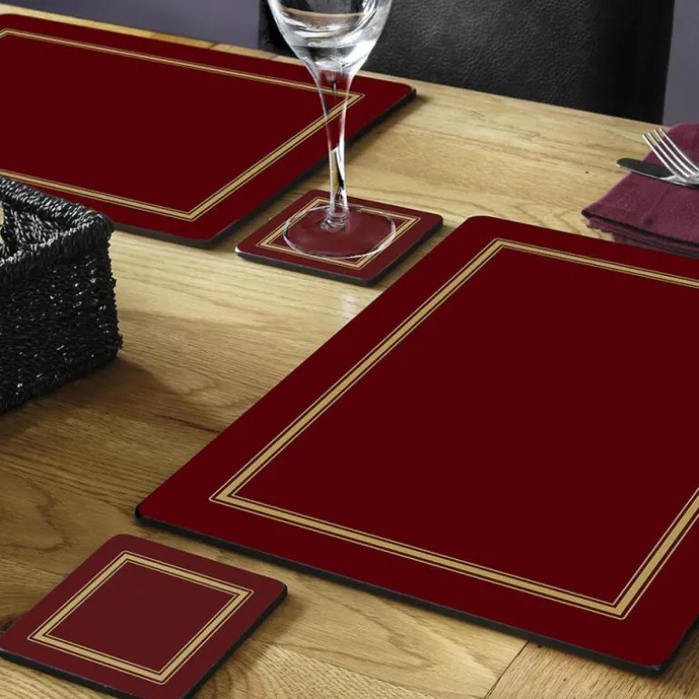 Classic bordbrikke 40x30 cm 4 stk vinrød