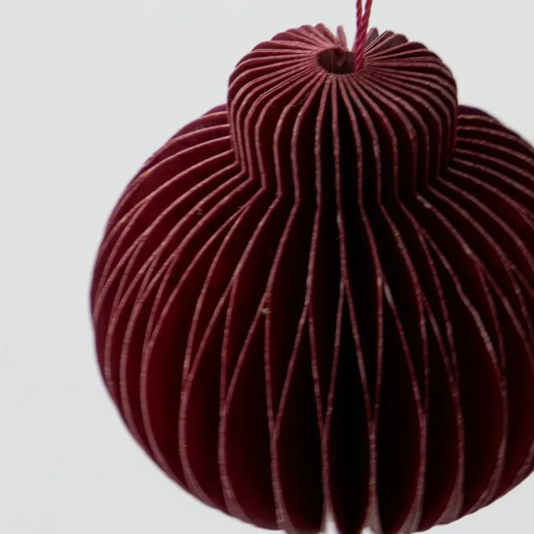 Comb juletrepynt papir 6 stk bordeaux