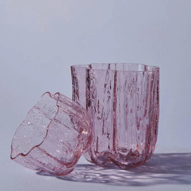 Crackle vase 12 cm rosa