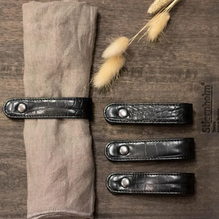 Croco serviettring 4 stk svart
