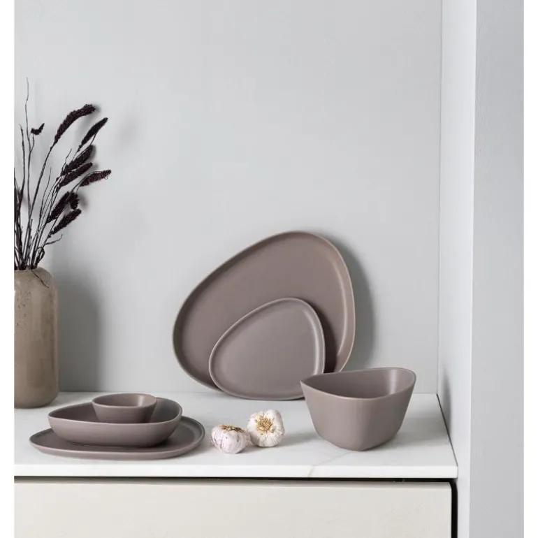 Curve Stoneware frokosttallerken 22x19 cm varm grå