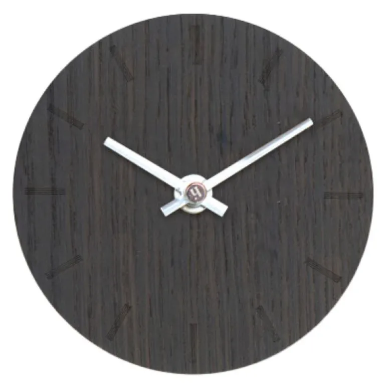 Dark Oak klokke 12 cm mørk eik m/sølv viser
