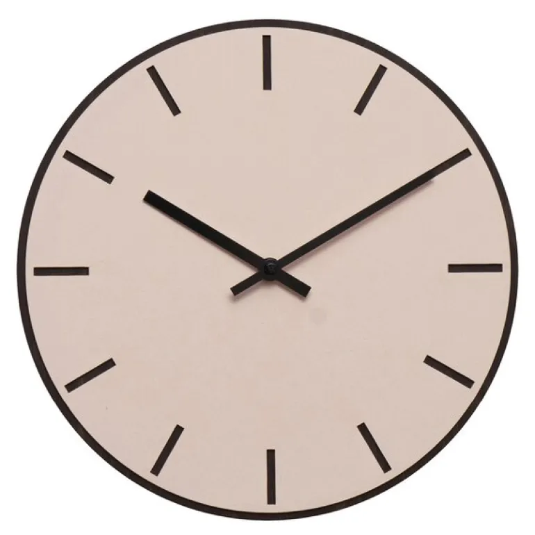 Dark oak powder veggklokke 28 cm rosa linoleum m/svart viser