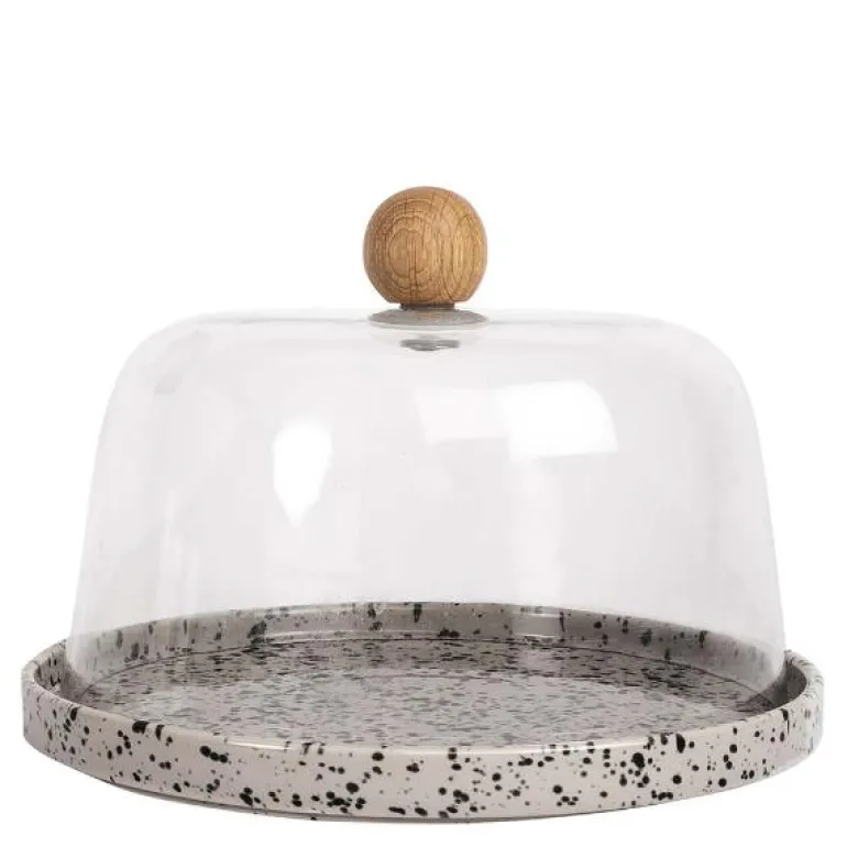 Ditte osteklokke rund 19,5 cm grå/svart/klar