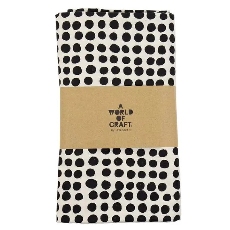 Dots duk 140x260 cm hvit/svart