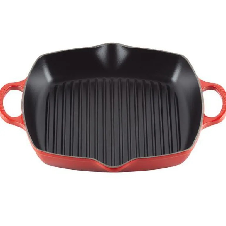 Dyp grillpanne støpejern 30 cm cerise