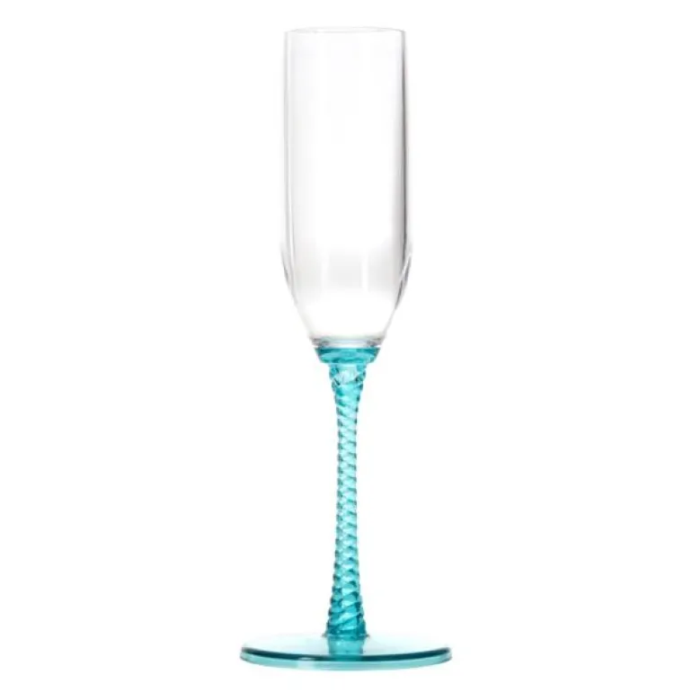 Eden champagneglass 15 cl blå spiral/turkis