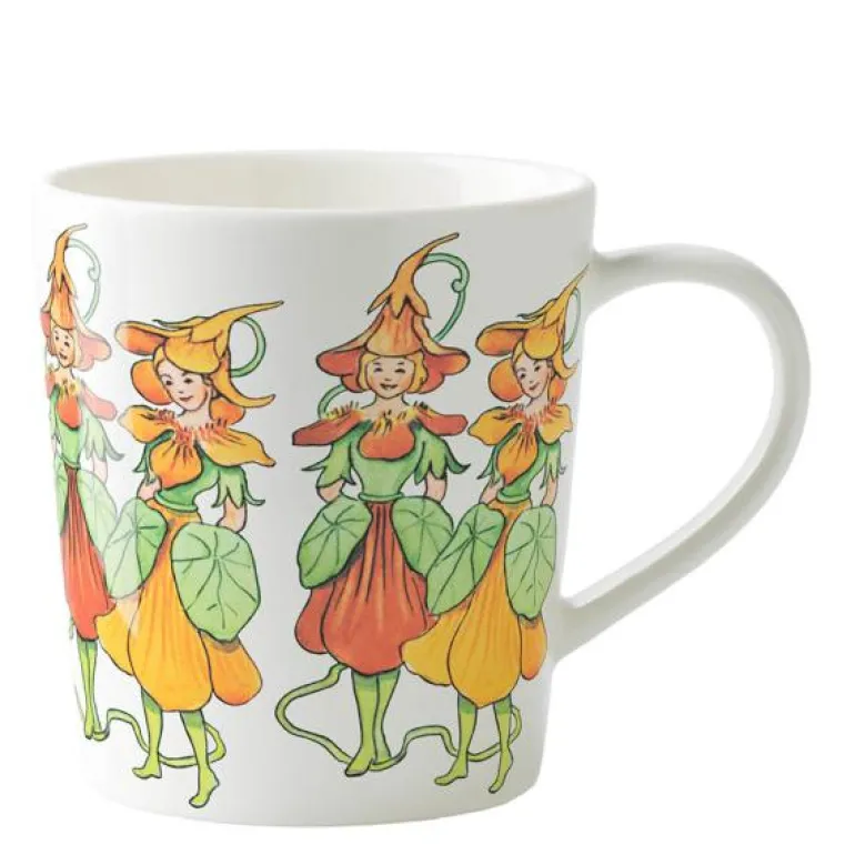 Elsa Beskow nasturtium krus med håndtak 40 cl hvit
