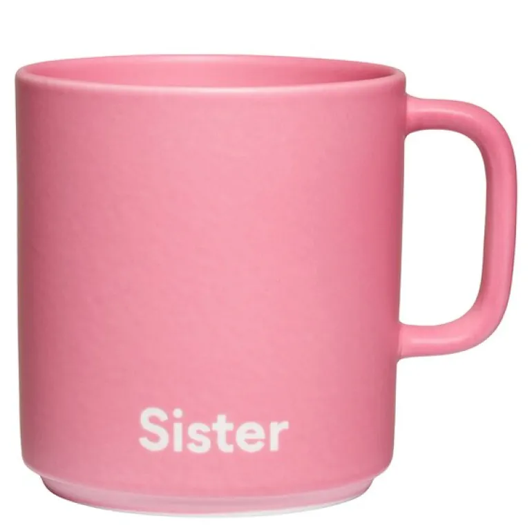 Favourite kopp med hank Sister 25 cl pink