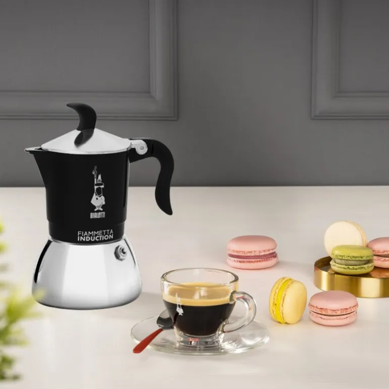 Fiammetta Induction espressokanne 4 kopper 150 ml svart