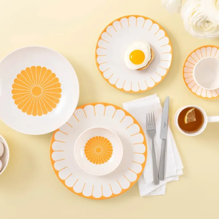 Fleur soleil fat til kaffekopp 14,8 cm hvit/gul