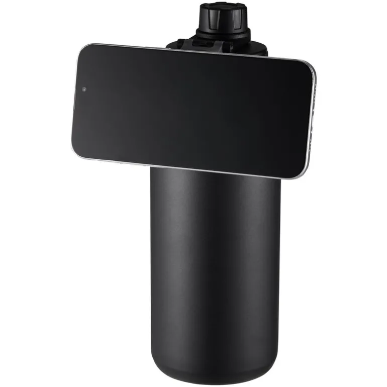 Flory flaske dobbeltvegget 0,9L med mobilholder og magnet svart/grå