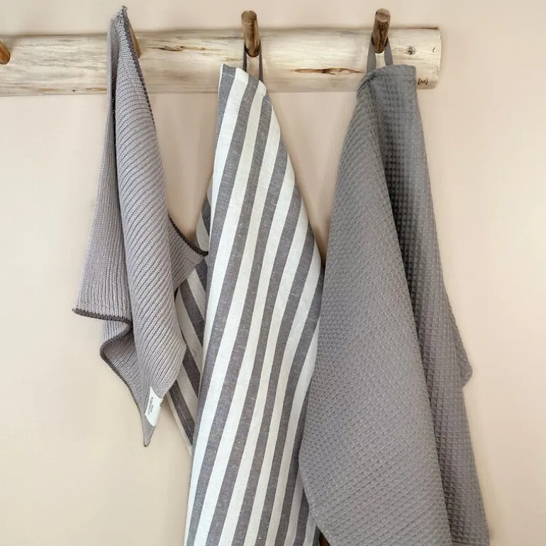 Gavesett kjøkkenklut/kjøkkenhåndkle 3 deler flint gray