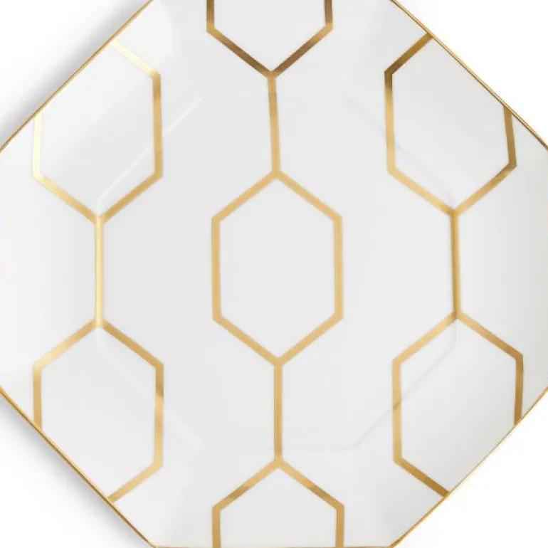 Gio Gold tallerken åttekantet 23 cm hvit
