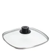 Glass Lid grytelokk firkantet 28 cm m/ventil klart glass