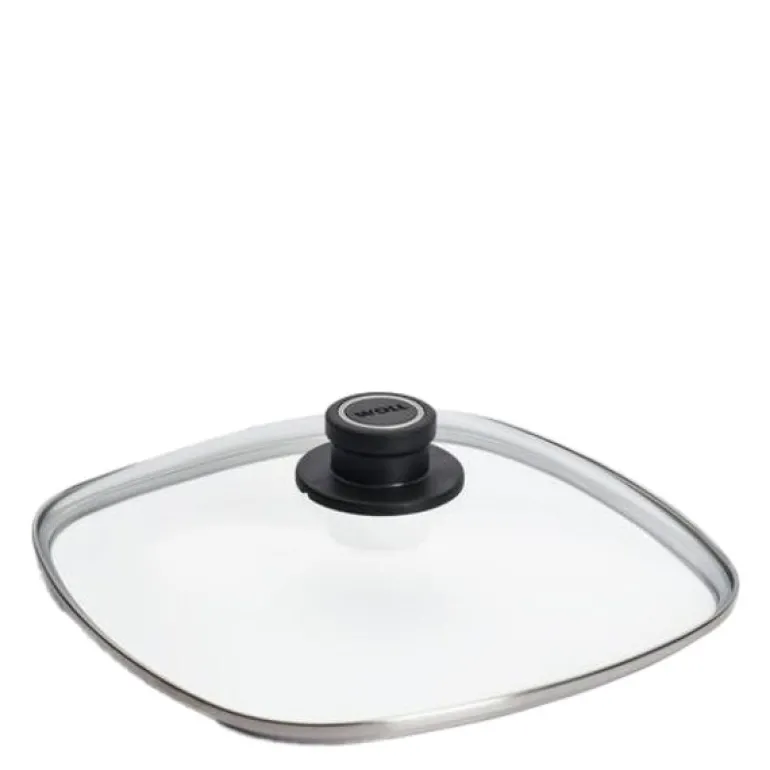 Glass Lid grytelokk firkantet 28 cm m/ventil klart glass