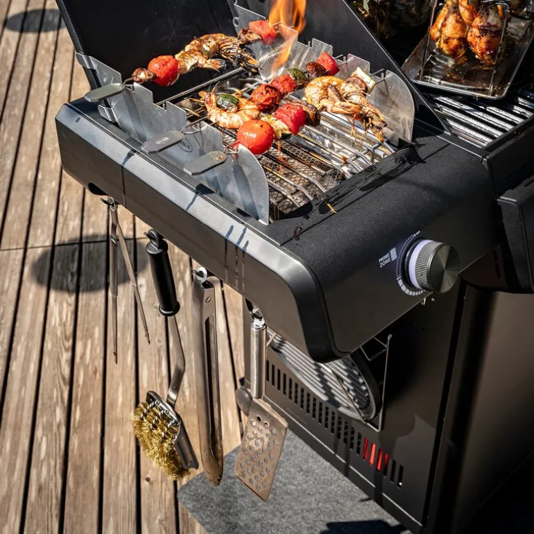 Grillbørste 47x8,5x8,5 cm stål/svart