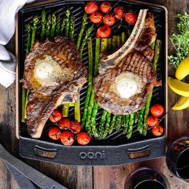 Grizzler tosidig grillplate 32 cm støpejern