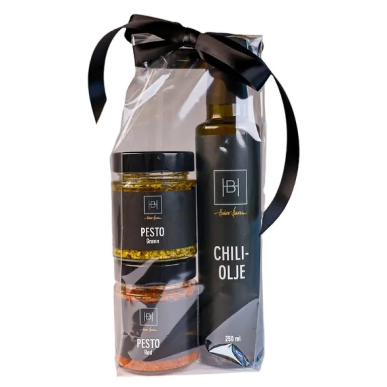 Halvor Bakke pizza gavesett chiliolje og to pesto 720 g