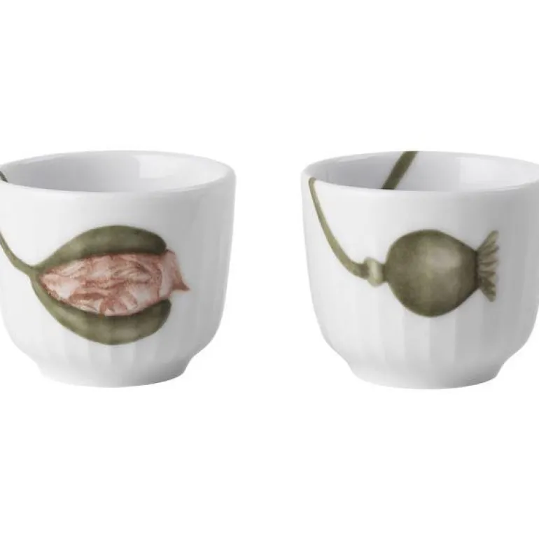 Hammershøi Poppy eggeglass 5 cm 2 stk hvit m/dekor