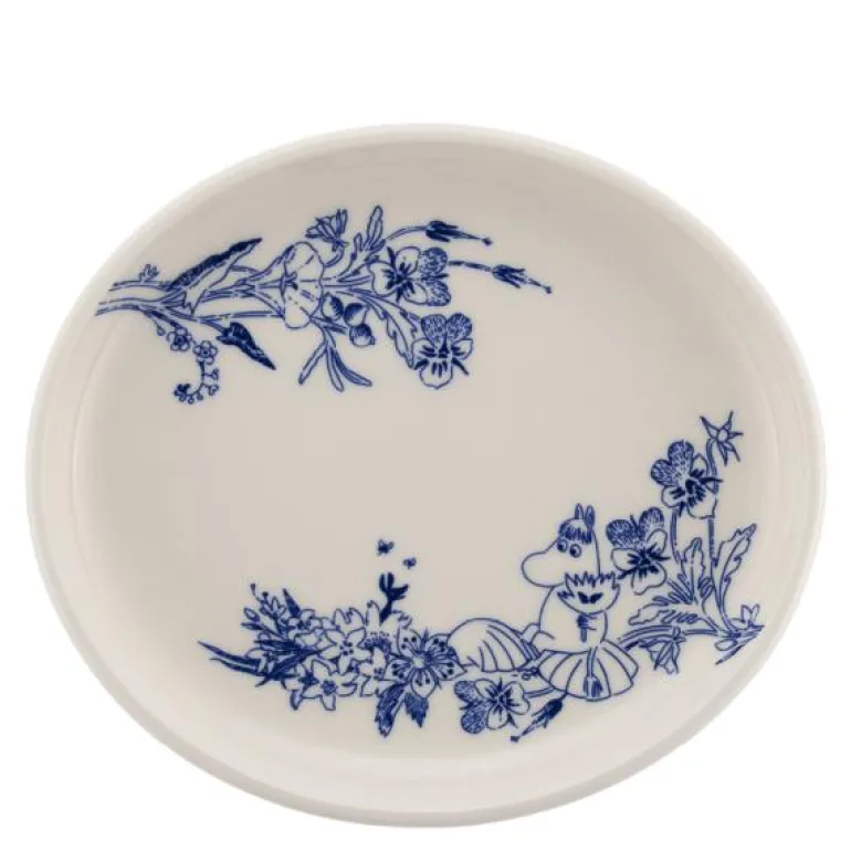 Haru oval tallerken 16 cm mummi hvit/blå