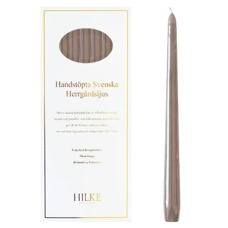 Herregårdslys 30 cm 6 stk lin glans
