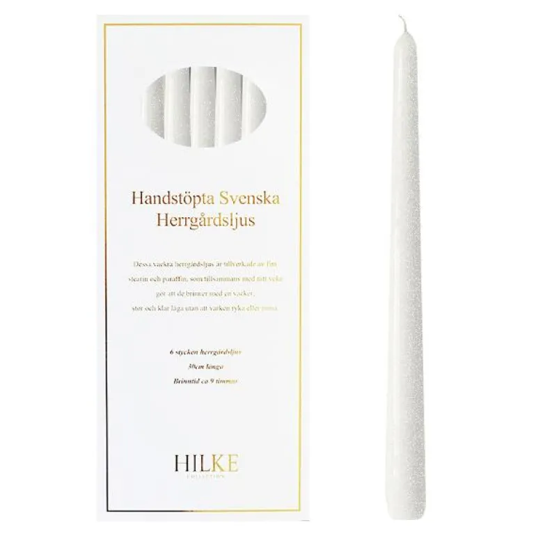 Herregårdslys 30 cm 6 stk perlehvit glans