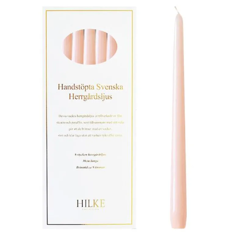 Herregårdslys 30 cm 6 stk rosa glans