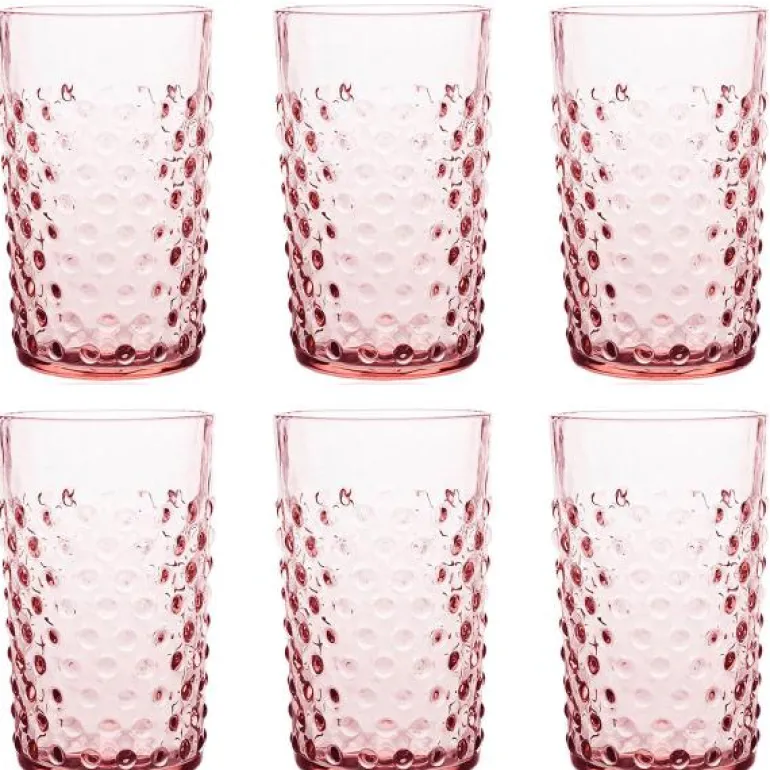 Hobnail glass 20 cl 6 stk rosaline