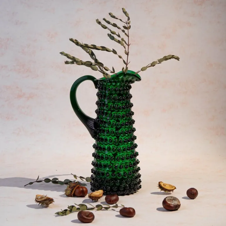 Hobnail karaffel høy 1L dark green